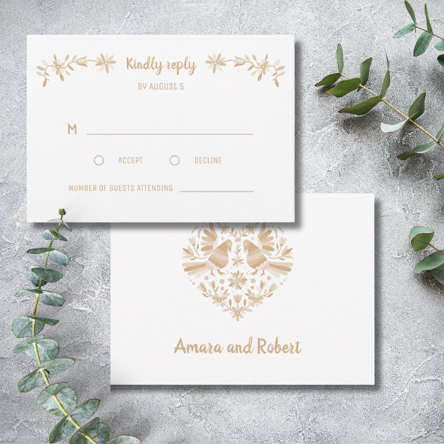 TARJETA BEIGE OTOMI MEXICAN RSVP (Subido por el creador)