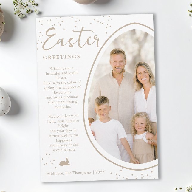 Tarjeta Beige Partly Cropped Egg Photo And Bunny Easter (Subido por el creador)