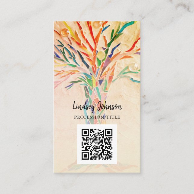 Tarjeta Beige profesional profesional de código QR (Anverso)