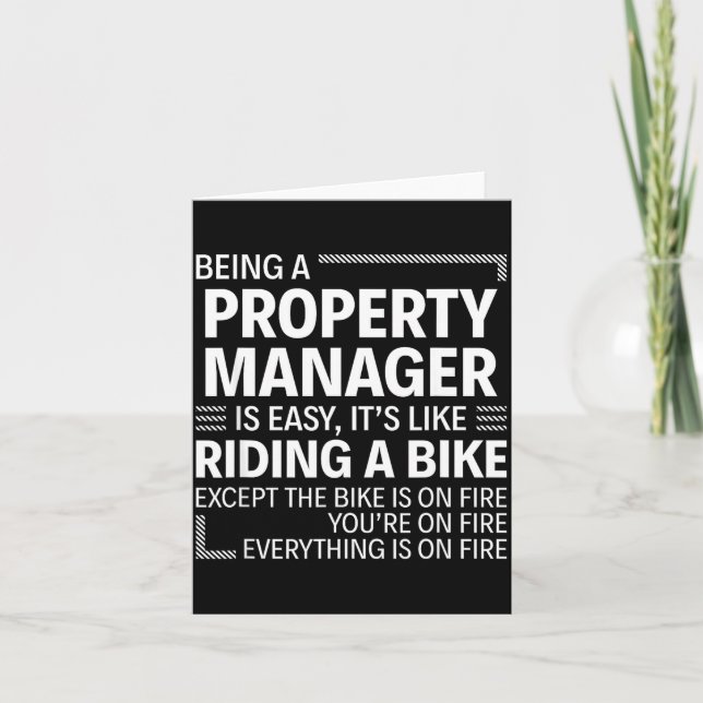 Tarjeta Being A Property Manager Is Easy It's Like Riding  (Anverso)