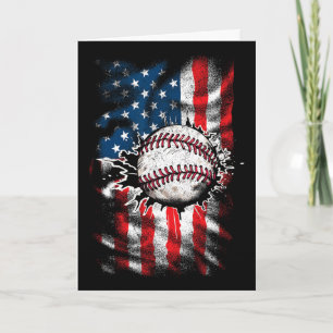 Tarjeta Béisbol 4 de julio EE. UU. Hombres Chicos Bandera 