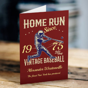 Tarjeta Béisbol Añade tu nombre Año Día de Diversión Rojo 