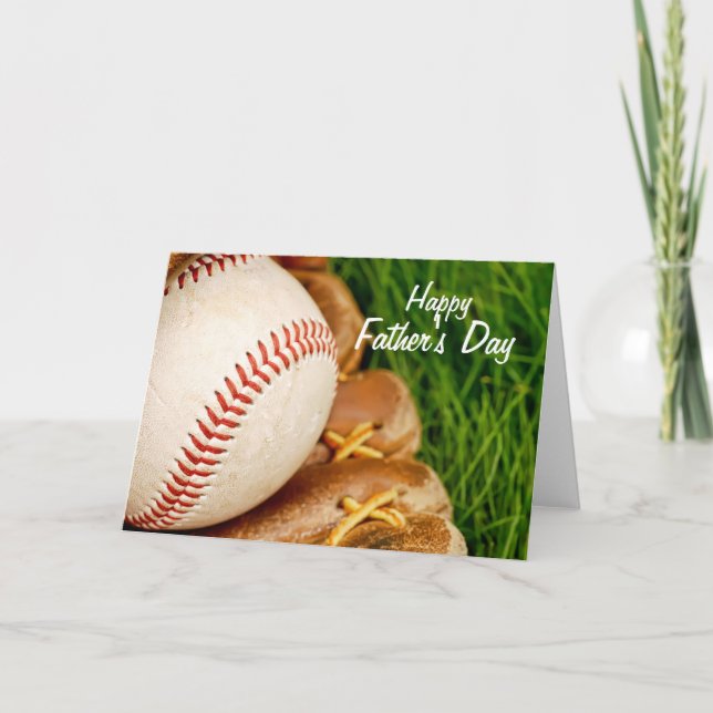 Tarjeta Béisbol con el Día del Padre Feliz Glove (Anverso)
