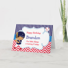 Tarjeta Béisbol Cute niño afroamericano cumpleaños