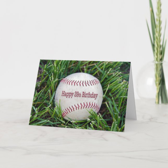 Tarjeta Béisbol de 39 años en césped (Anverso)