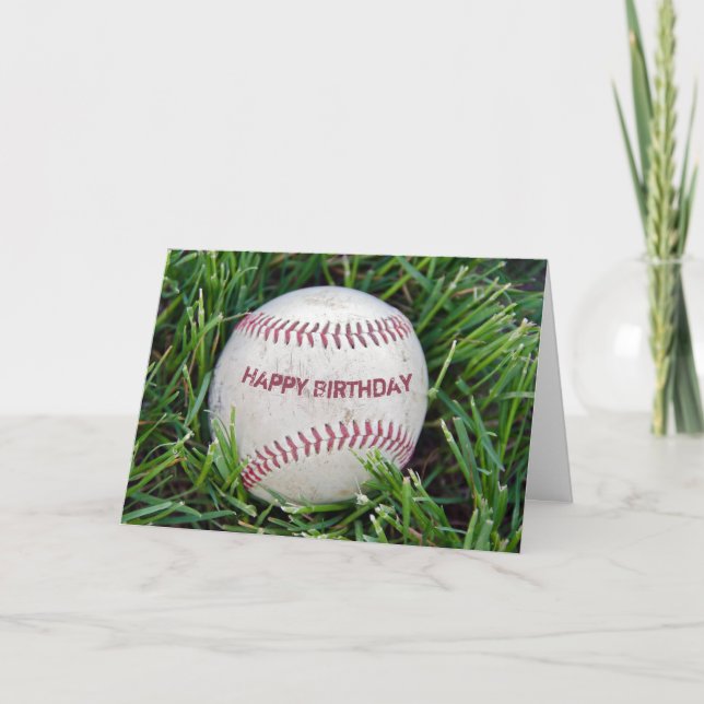 Tarjeta Béisbol De Cumpleaños En La Grasa (Anverso)