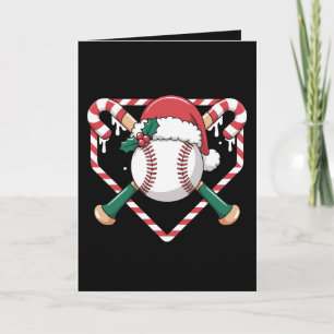 Tarjeta Béisbol de Navidad Bate de Caramelo Santa Sombrero