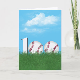 Tarjeta Béisbol del cumpleaños número 100 en hierba verde