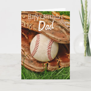 Tarjeta Béisbol del papá del feliz cumpleaños con el mitón