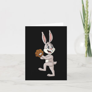 Tarjeta Béisbol Día de Pascua Rabbit Pitcher Niños Chicas