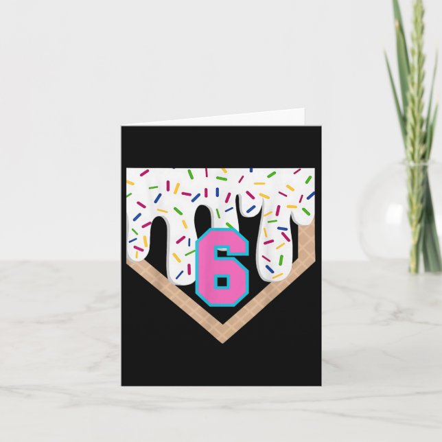 Tarjeta Béisbol Drip 6Cumpleaños Hogar Niños Jóvenes 6 (Anverso)