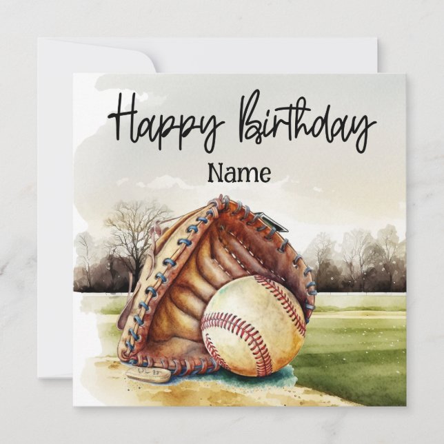 Tarjeta Béisbol Feliz cumpleaños al jugador con bola (Anverso)