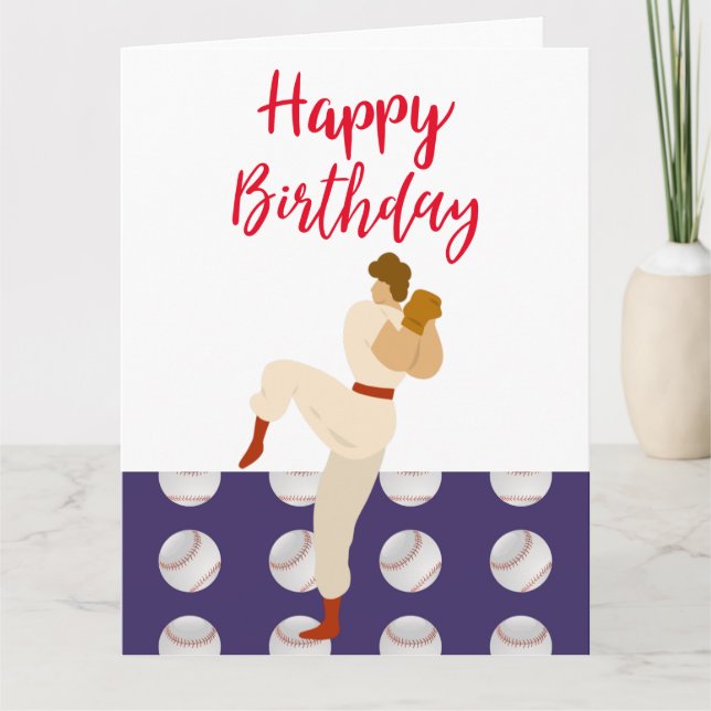 Tarjeta Béisbol Feliz cumpleaños con jugador (Anverso)