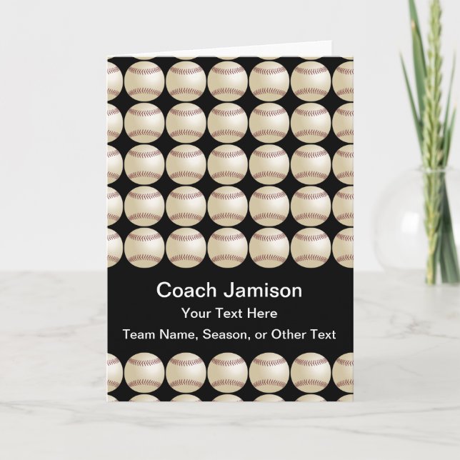Tarjeta Béisbol gracias entrenador, nombre, interior en bl (Anverso)