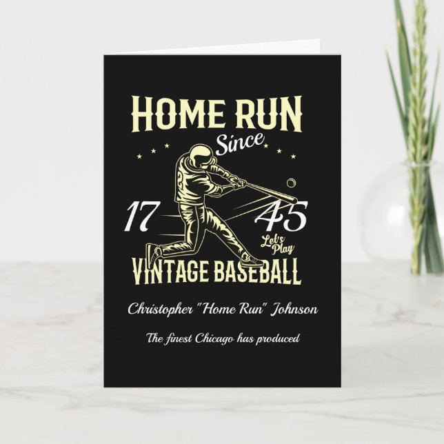 Tarjeta Béisbol Home Run Retro Cumpleaños (Anverso)