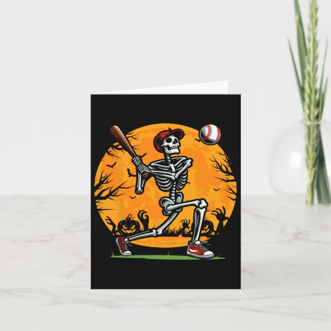 Tarjeta Béisbol Skeleton Halloween Spooky Boys de béisbol  (Anverso)