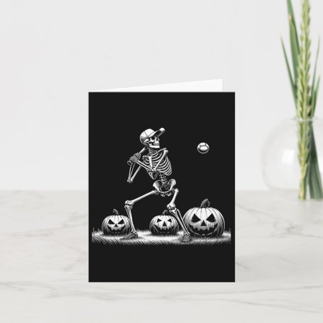 Tarjeta Béisbol Skeleton Jugador Halloween Halloween (Anverso)