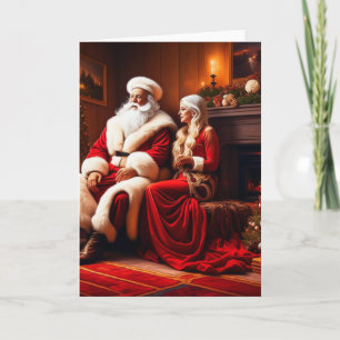 Tarjeta Bela Brown Santa y Mrs Clause