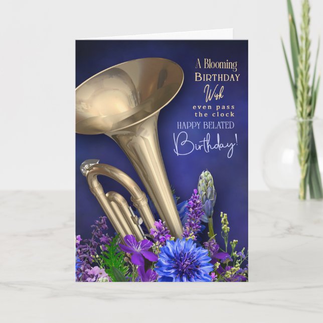 Tarjeta Belated Birthday Card For Trumpet Player (Anverso)