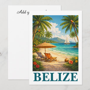 Tarjeta Belice Caribe Tropical Vintage Viajes