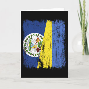 Tarjeta Belice Ucrania Media Bandera Herencia Ucraniana Be