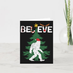 Tarjeta Believe Bigfoot Sasquatch Yeti Santa Hat Navidades