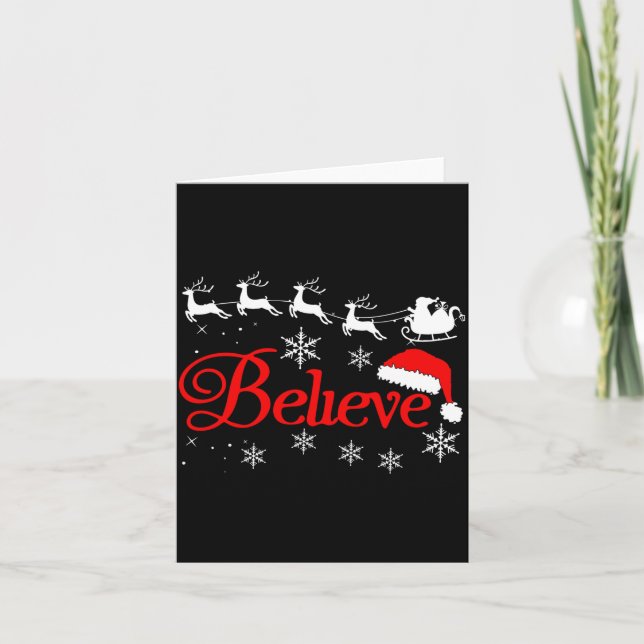 Tarjeta Believe Christmas Xmas Santa Family Pajamas Holida (Anverso)