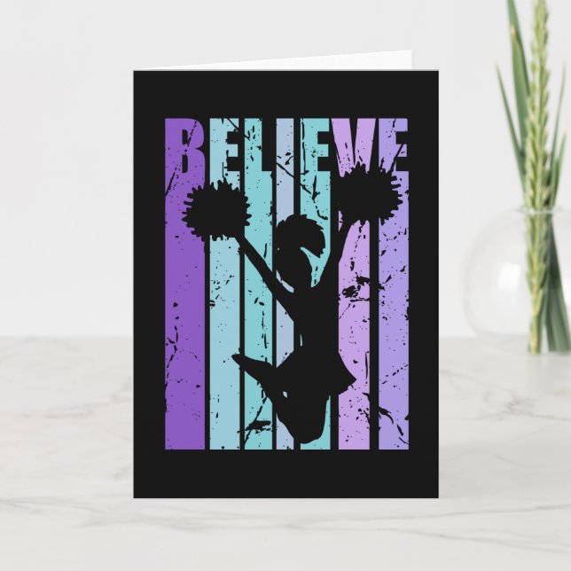 Tarjeta Believe Girls Cheerleader Birthday Retro (Anverso)