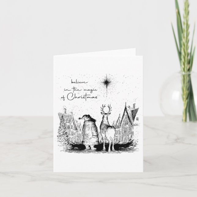 Tarjeta Believe In The Magic Of Christmas Santa Reindeer X (Anverso)
