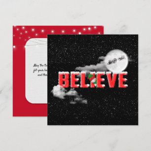 Tarjeta BELIEVE mensaje de Navidades con luna