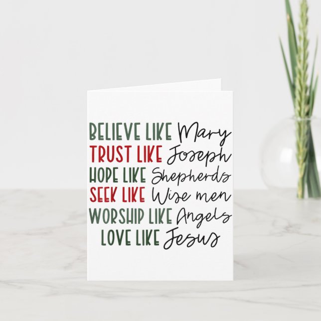 Tarjeta Believe Trust Hope Seek Like Shepherds Christian C (Anverso)