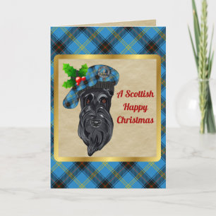 Tarjeta Bell Badge & Tartan Personalized Xmas