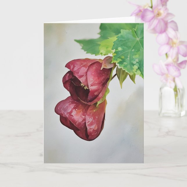 Tarjeta Bell Flowers Burgundy Red Art Note Card (Orquídea)