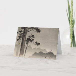 Tarjeta Bell que cuelga de un árbol - japonés Woodblock