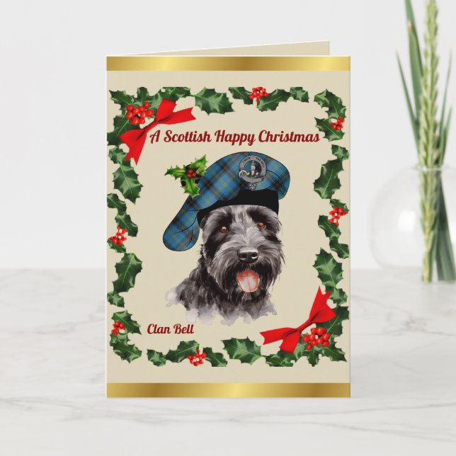 Tarjeta Bell Scottie Perro Navidad personalizada (Anverso)