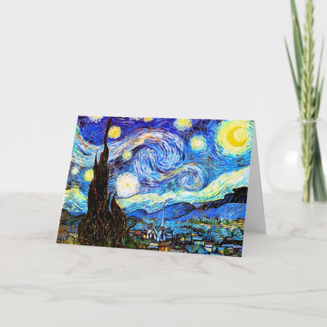 Tarjeta Bella Artes nocturno Van Gogh Starry (Anverso)