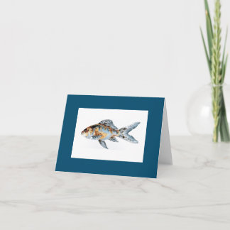 Tarjeta Bella Artes Shubunkin de peces dorados azul y Nara