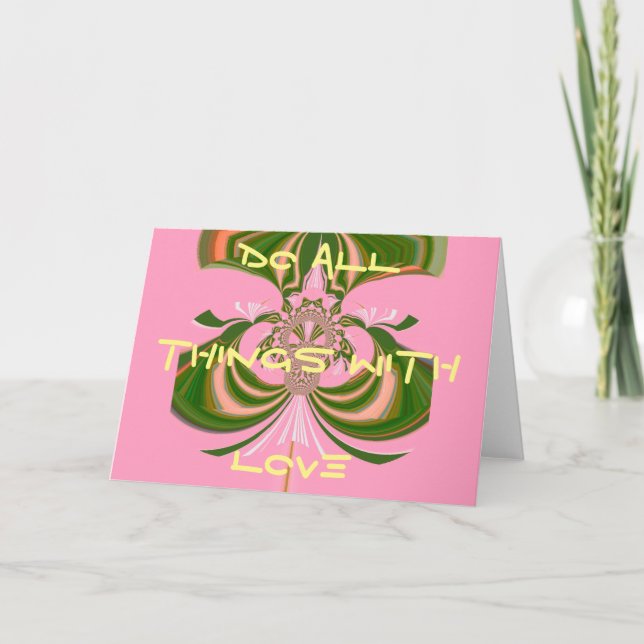 Tarjeta Bella bebé rosa verde y blanco Kaleidoscopio (Anverso)