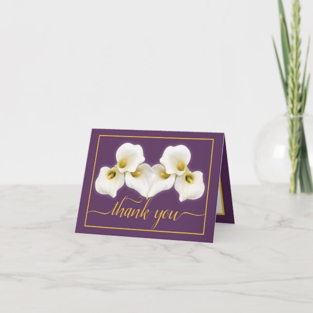 Tarjeta Bella Calla Blanca Lilies Moda Floral Gracias (Anverso)