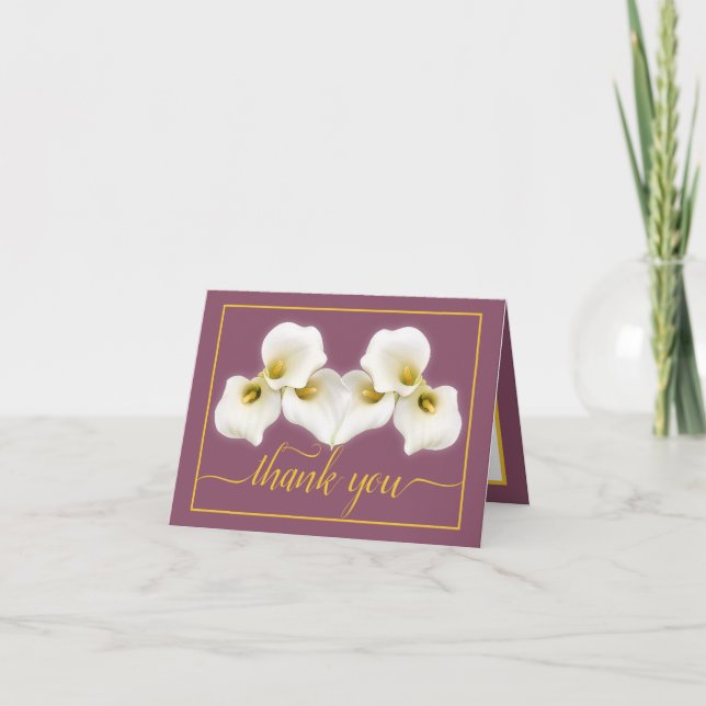Tarjeta Bella Calla Blanca Lilies Moda Floral Gracias (Anverso)