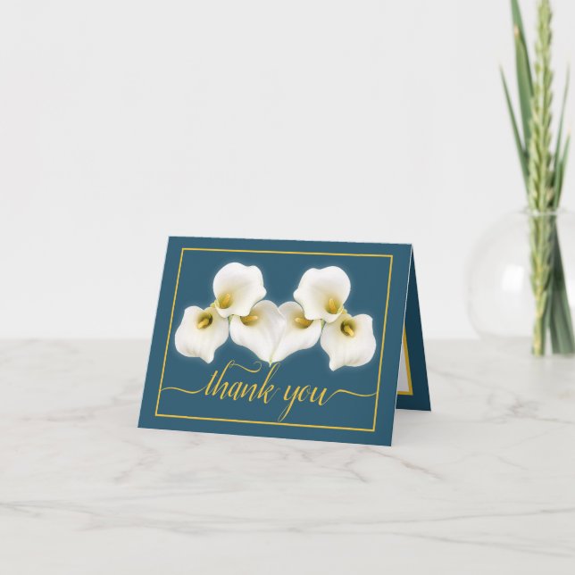 Tarjeta Bella Calla Blanca Lilies Moda Floral Gracias (Anverso)