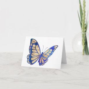 Tarjeta Bella mariposa azul y plateado BLANCO