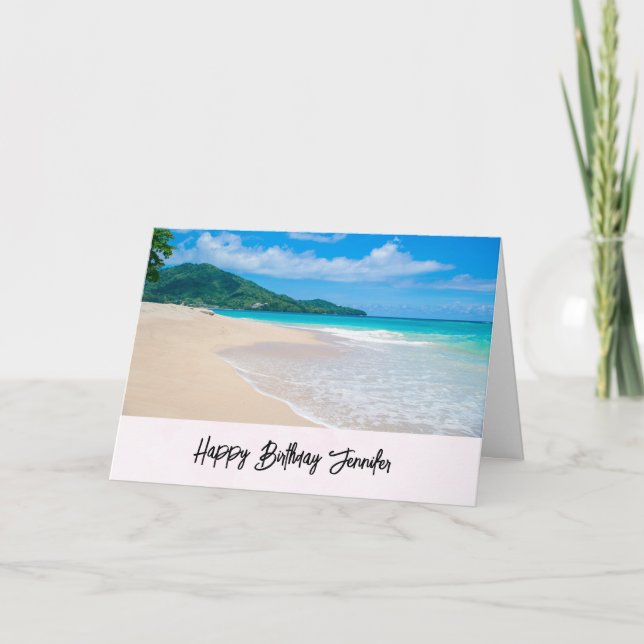 Tarjeta Bella Playa Escénica de Destino Tropical (Anverso)