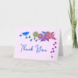 Tarjeta Bellas Aves Y Flores De Arte Gracias