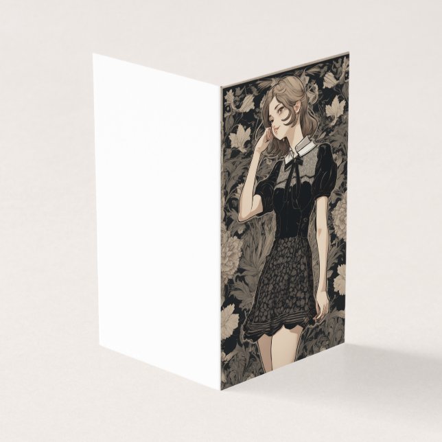 Tarjeta Belleza animada LBD Pequeño vestido negro en blanc (Exterior)