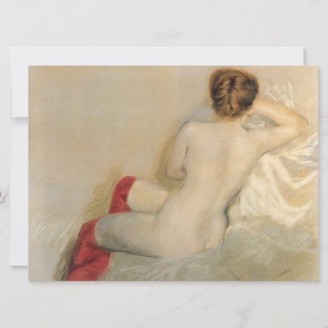 Tarjeta Belleza femenina con medias rojas (Anverso)