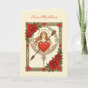 Tarjeta Belleza y la herida Arte Antiguo Nouveau Romance