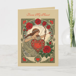 Tarjeta Belleza y la herida Arte vintage Nouveau Romance