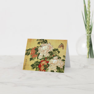 Tarjeta Bello Artes del japonés de Hokusai de los Peonies