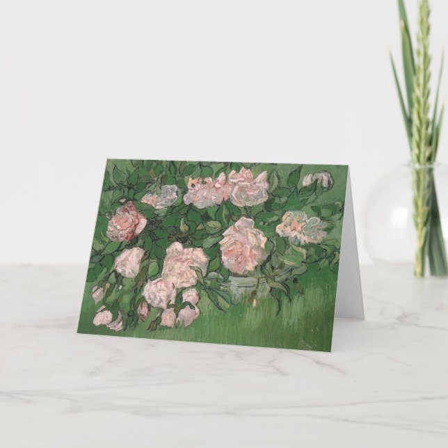Tarjeta Bello Artes rosado de Van Gogh de los rosas (F595) (Anverso)